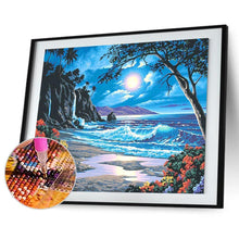 Lade das Bild in den Galerie-Viewer, Kreuz Ctitch Mondlicht am Meer - voller quadratischer Diamant - 50x40cm