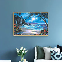 Lade das Bild in den Galerie-Viewer, Kreuz Ctitch Mondlicht am Meer - voller quadratischer Diamant - 50x40cm