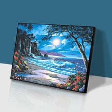 Lade das Bild in den Galerie-Viewer, Kreuz Ctitch Mondlicht am Meer - voller quadratischer Diamant - 50x40cm