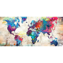 Lade das Bild in den Galerie-Viewer, Weltkarte - voller runder Diamant - 80x40cm