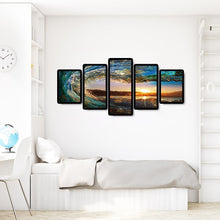 Lade das Bild in den Galerie-Viewer, Wellen 5 Stück - voller runder Diamant - 95x45cm