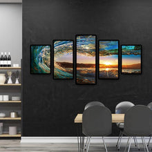 Lade das Bild in den Galerie-Viewer, Wellen 5 Stück - voller runder Diamant - 95x45cm