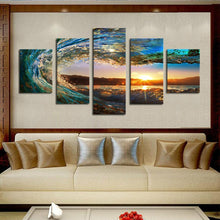 Lade das Bild in den Galerie-Viewer, Wellen 5 Stück - voller runder Diamant - 95x45cm