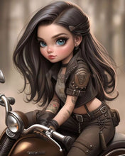 Lade das Bild in den Galerie-Viewer, Schwarzes Motormädchen-voll Round/Square Diamond Painting-30x40cm/40x50cm/50x70cm