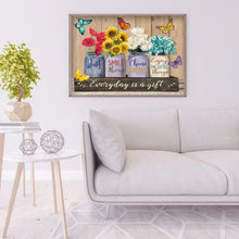 Lade das Bild in den Galerie-Viewer, Blumen-Vollbohrer Rundbohrer-50x40cm-Diamantmalerei