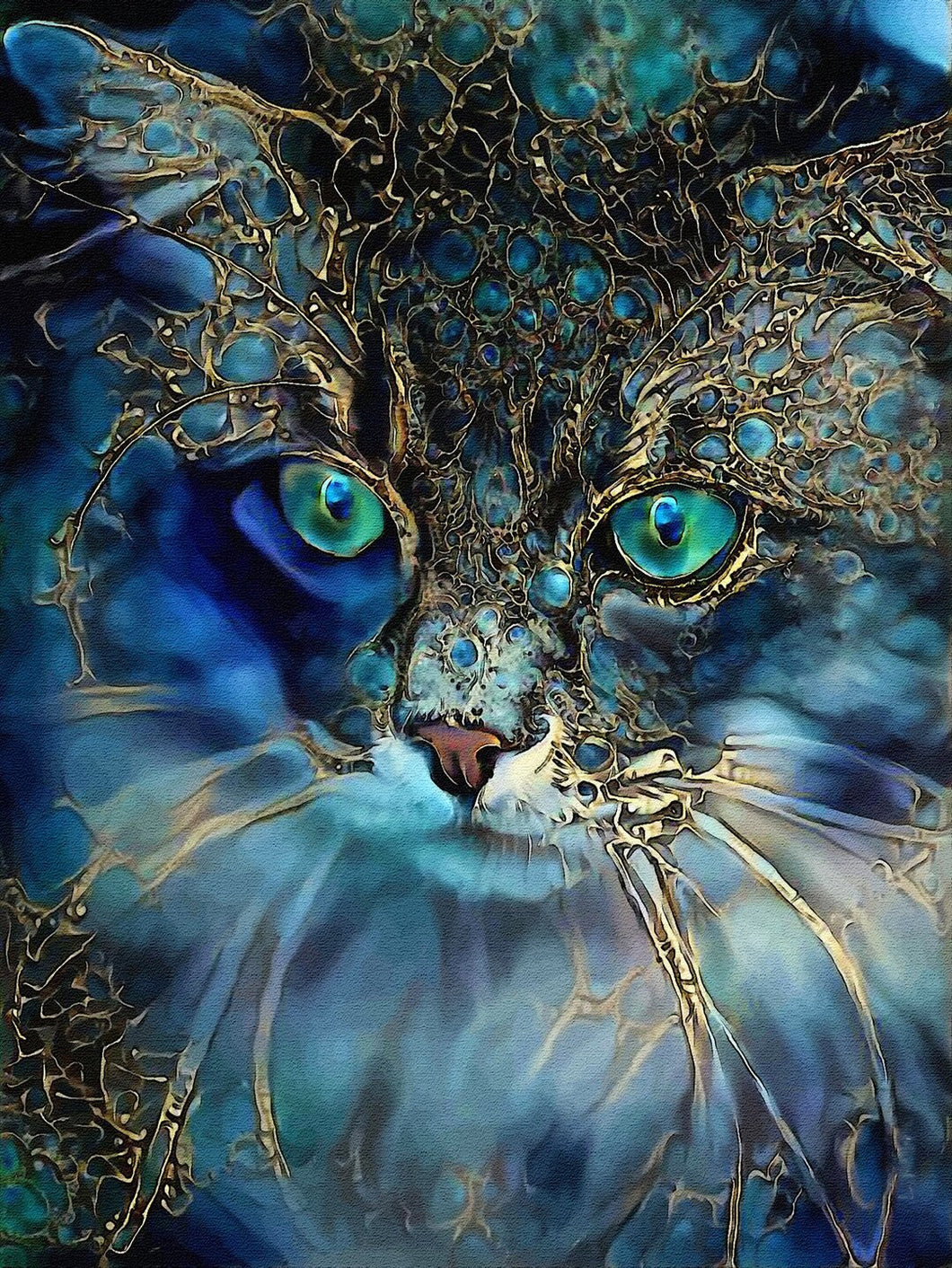 Blaue Katze-Rund/Quadrat Diamond Painting