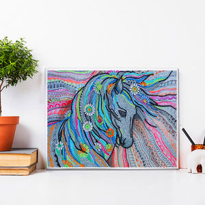Pferd-speziell geformtes Kristalldiamant-Gemälde-40*30cm