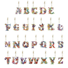 Lade das Bild in den Galerie-Viewer, 26 Alphabet-Blumen – doppelseitiger Schlüsselanhänger