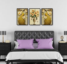 Lade das Bild in den Galerie-Viewer, Pfau Sonnenblume - voller runder Diamant - 92x45cm