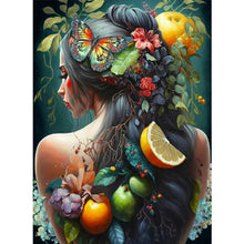 Lade das Bild in den Galerie-Viewer, Persönlichkeit Blumenmädchen Vogel zurück - Vollbild Diamond Painting