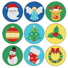 Lade das Bild in den Galerie-Viewer, 9 teile/satz +1 lagerregal-Weihnachten-Holz Diamond Untersetzer