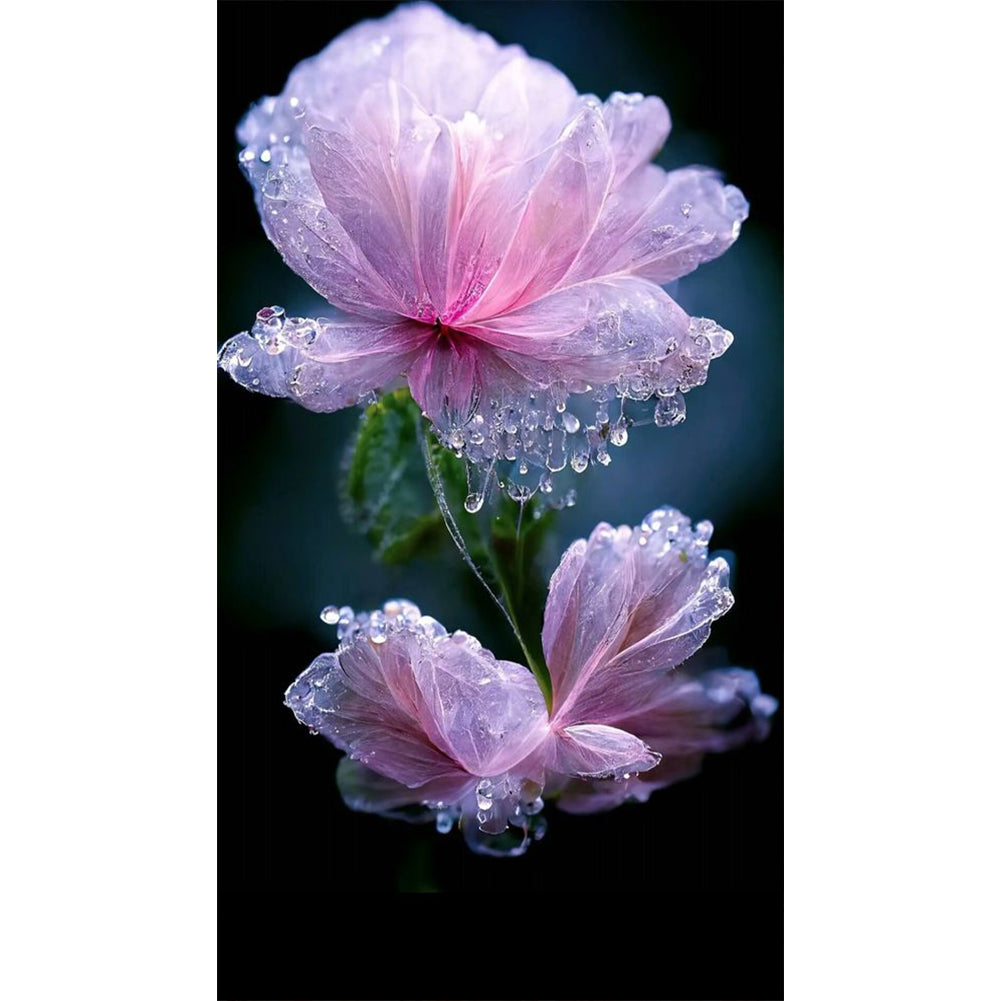 Wassertropfen-Blumen-Vollbohrer-Diamantmalerei-40x70cm