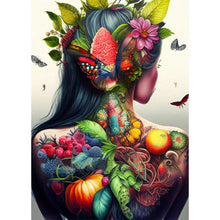 Lade das Bild in den Galerie-Viewer, Persönlichkeit Blumenmädchen Vogel zurück - Vollbild Diamond Painting