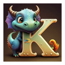 Lade das Bild in den Galerie-Viewer, Alphabet-Dinosaurier-Vollbohrer-Diamantmalerei