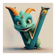 Lade das Bild in den Galerie-Viewer, Alphabet-Dinosaurier-Vollbohrer-Diamantmalerei