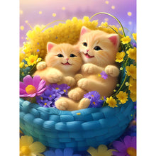 Lade das Bild in den Galerie-Viewer, Blumen-Katze-Volle Diamond Painting-30x40cm