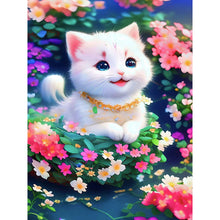 Lade das Bild in den Galerie-Viewer, Blumen-Katze-Volle Diamond Painting-30x40cm