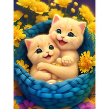 Lade das Bild in den Galerie-Viewer, Blumen-Katze-Volle Diamond Painting-30x40cm
