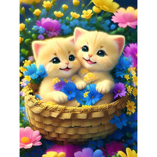 Lade das Bild in den Galerie-Viewer, Blumen-Katze-Volle Diamond Painting-30x40cm