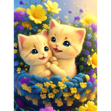 Lade das Bild in den Galerie-Viewer, Blumen-Katze-Volle Diamond Painting-30x40cm