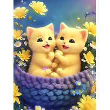 Lade das Bild in den Galerie-Viewer, Blumen-Katze-Volle Diamond Painting-30x40cm