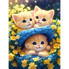 Lade das Bild in den Galerie-Viewer, Blumen-Katze-Volle Diamond Painting-30x40cm