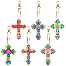 Lade das Bild in den Galerie-Viewer, 6pcs/Set-Cross-Double Side Drill-Diamond Schlüsselanhänger