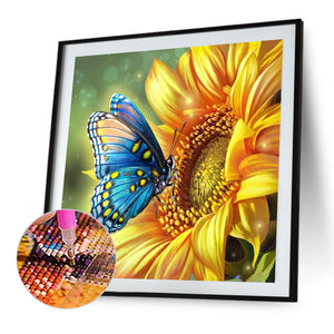 Sonnenblumen Butterfly-Volle Diamond Painting-30x30cm