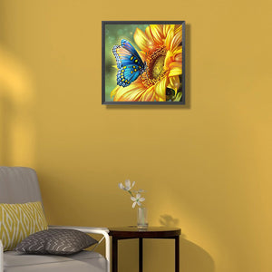 Sonnenblumen Butterfly-Volle Diamond Painting-30x30cm