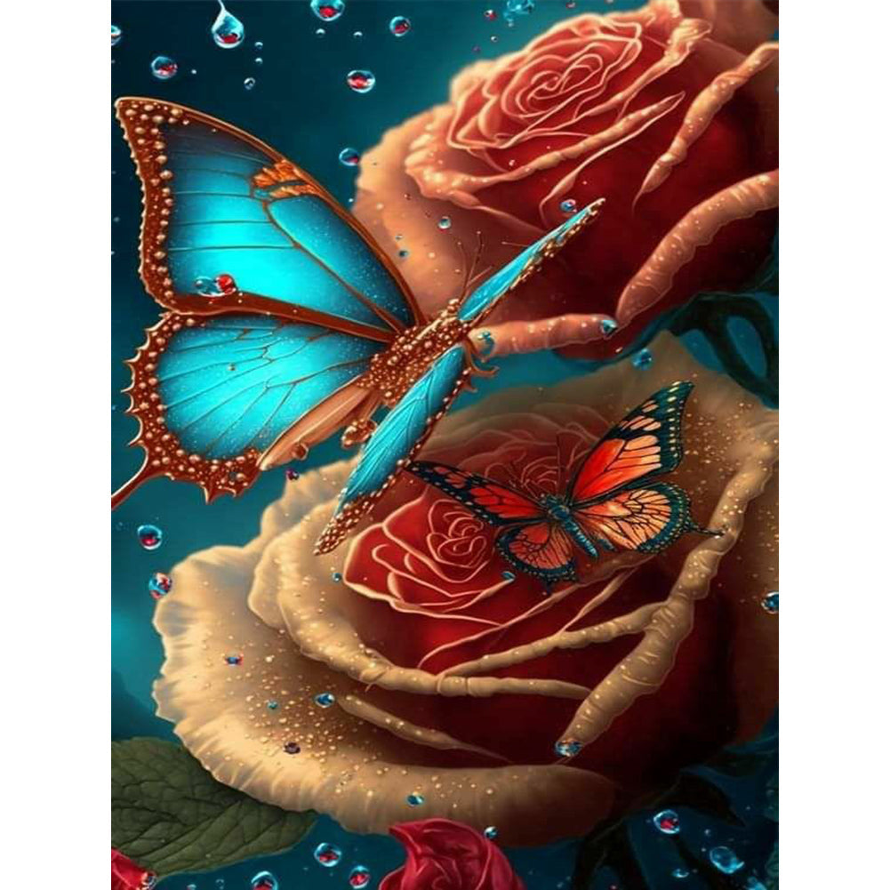 Schmetterlingsrose-Voller  Diamond Painting-30x40cm