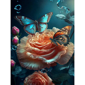 Schmetterlingsrose-Voller  Diamond Painting-30x40cm