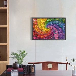Regenbogenstrudel-Blumenstrauch-Voller Diamond Painting-70x50cm-Large Size