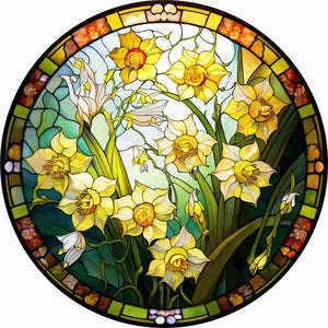 Buntglas Flower-VollerDiamond Painting-35x35cm