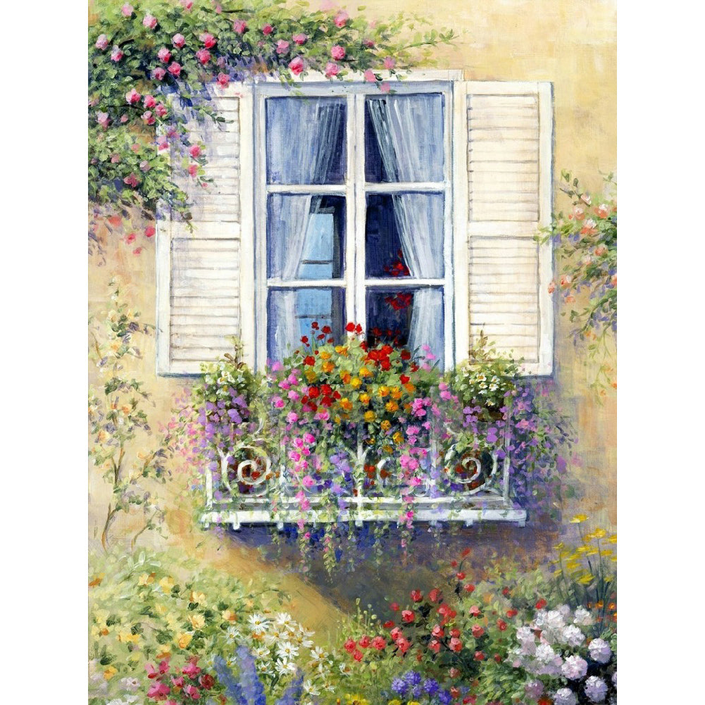Window Flower-VollerDiamond Painting-30x40cm