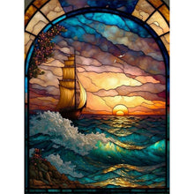 Lade das Bild in den Galerie-Viewer, Buntglas Dusk Sea Water-Full Round Diamond Painting-30x40cm