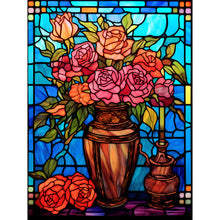 Lade das Bild in den Galerie-Viewer, Buntglas Rose-Voller Round Diamond Painting-30x40cm