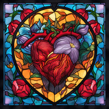 Lade das Bild in den Galerie-Viewer, Buntglas  Heart-Full Round Diamond Painting-30x30cm