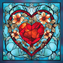 Lade das Bild in den Galerie-Viewer, Buntglas  Heart-Full Round Diamond Painting-30x30cm