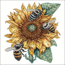 Lade das Bild in den Galerie-Viewer, Sonnenblumen-Bienen-Teil-Special Diamond Painting-30x30cm
