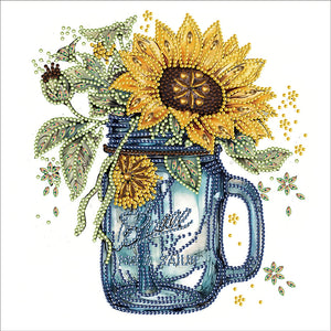 Sonnenblumen-Glasflasche – teilweise Sonderangebot Diamond Painting-30x30cm