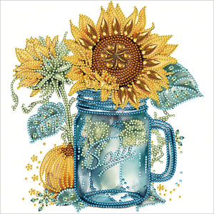 Sonnenblumen-Glasflasche – teilweise Sonderangebot Diamond Painting-30x30cm