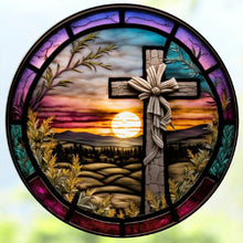 Lade das Bild in den Galerie-Viewer, Buntglas Cross-voller Round Diamond Painting-30x30cm