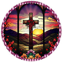 Lade das Bild in den Galerie-Viewer, Buntglas Cross-voller Round Diamond Painting-30x30cm