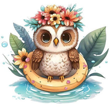 Lade das Bild in den Galerie-Viewer, Summer Swimming Owl-voller Round Diamond Painting-30x30cm
