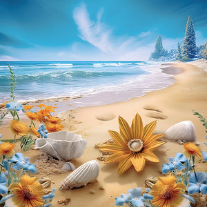 Sunflower Beach-voller Round Diamond Painting-30x30cm