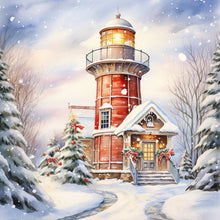 Lade das Bild in den Galerie-Viewer, Christmas Lighthouse-voller Round Diamond Painting-30x30cm

