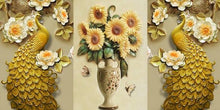 Lade das Bild in den Galerie-Viewer, Pfau Sonnenblume - voller runder Diamant - 92x45cm