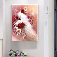 Lade das Bild in den Galerie-Viewer, Weißer Pfau - voller quadratischer Diamant - 30x40cm