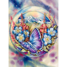 Lade das Bild in den Galerie-Viewer, Blume Schmetterling - voller quadratischer Diamant - 30x40cm