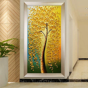 Goldene Blume Baum - volle Runde Diamant-Malerei - 85x45cm